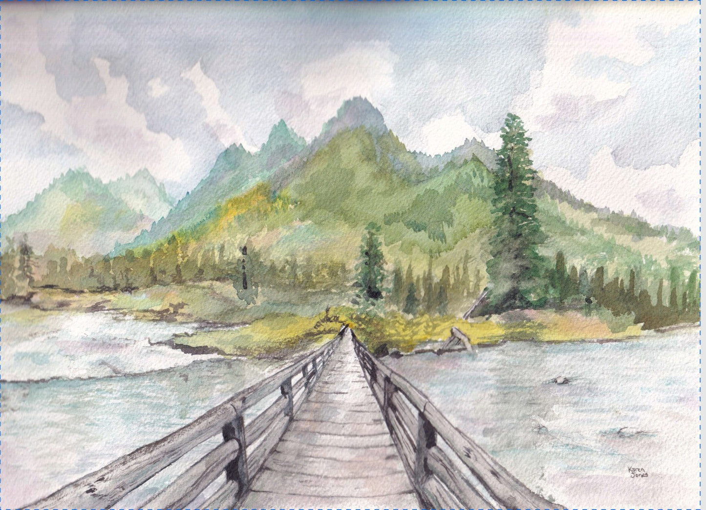 9x12 Watercolor Landscape "Bridge"