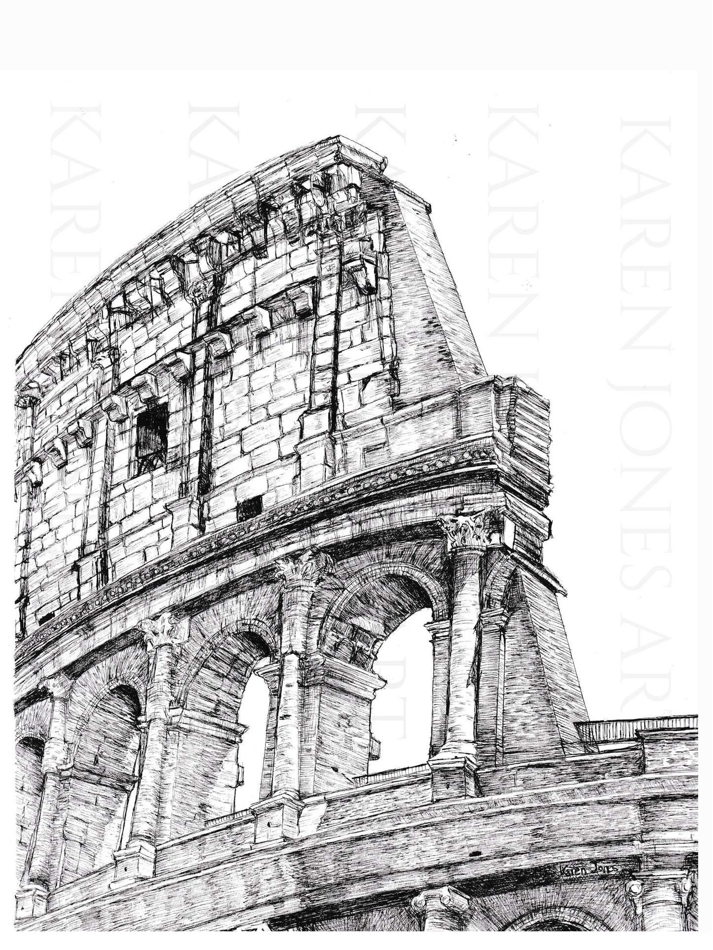 8x10 Print of Drawing of the Colosseum at Rome